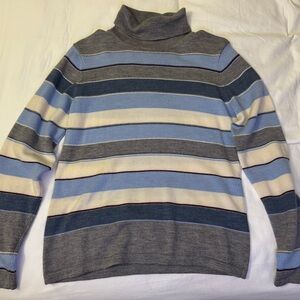 Brooks Brothers 346 Fine Italian Merino Wool Striped Turtleneck Sweater – Size L